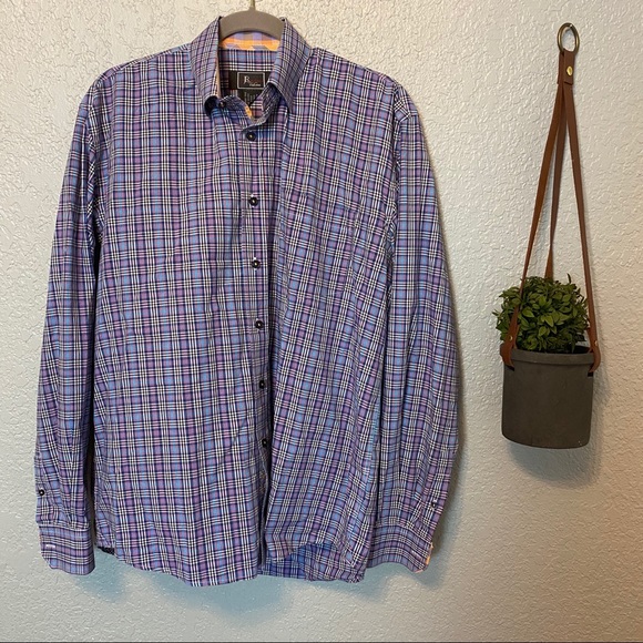 MEN’S JOHN RANDALL PLAID BUTTON UP SHIRT {M} - Picture 1 of 5